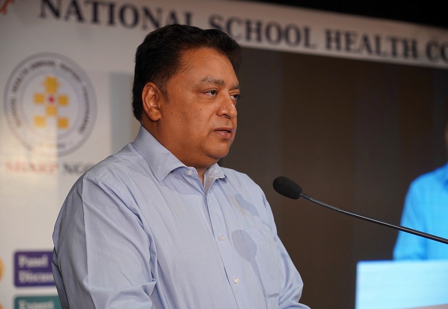 Mr. Naveen Jain, IAS, addresses delegates on school-based child safety awareness.