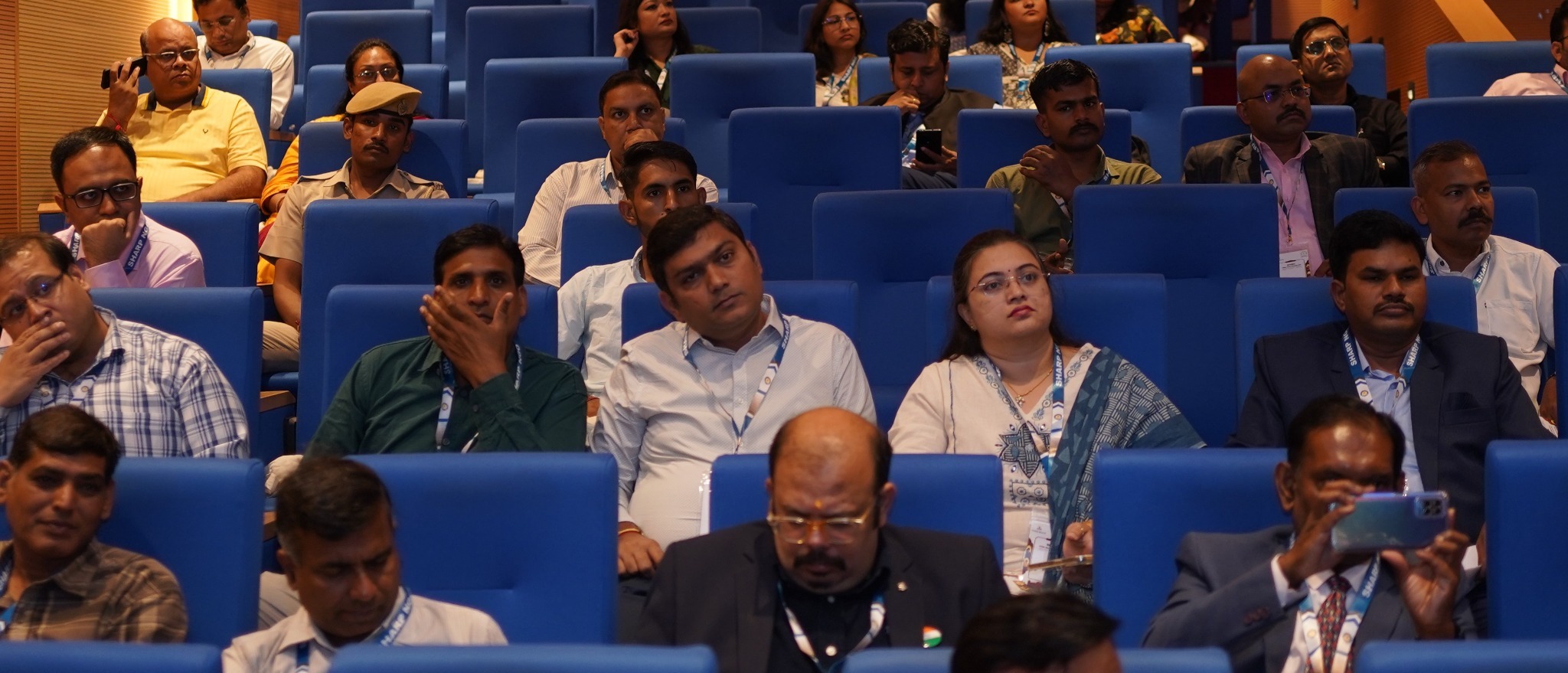 Delegates attend a conference session at the Rajasthan International Centre, Jaipur.